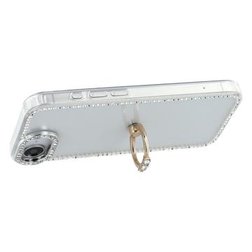 iPhone 16e/17e CrystalGlow Hybrid Cover med Ringholder - Hvid