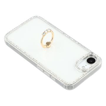 iPhone 16e/17e CrystalGlow Hybrid Cover med Ringholder - Hvid