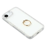 iPhone 16e/17e CrystalGlow Hybrid Cover med Ringholder - Hvid