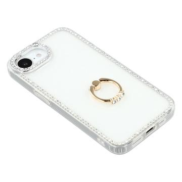iPhone 16e/17e CrystalGlow Hybrid Cover med Ringholder - Hvid
