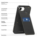 iPhone 16e/17e Dux Ducis Rafi II Magnetisk Cover med kickstand og kortholdere - Sort