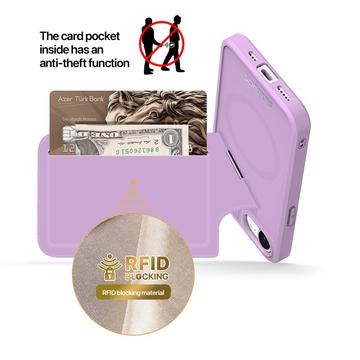 iPhone 16e/17e Dux Ducis Rafi II Magnetisk cover med kickstand og kortholdere - Lilla