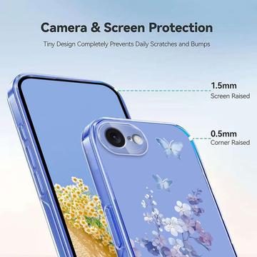 iPhone 16e/17e TPU-cover med blomstermønster - Lilla