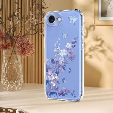 iPhone 16e/17e TPU-cover med blomstermønster - Lilla