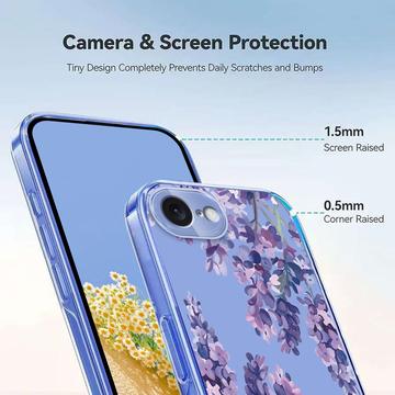 iPhone 16e/17e TPU-cover med blomstermønster - Blåregn
