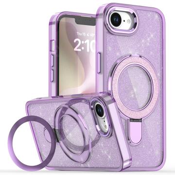 iPhone 16e/17e Glitter Hybrid cover med kickstand - MagSafe-kompatibel - Lilla