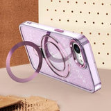 iPhone 16e/17e Glitter Hybrid cover med kickstand - MagSafe-kompatibel - Lilla