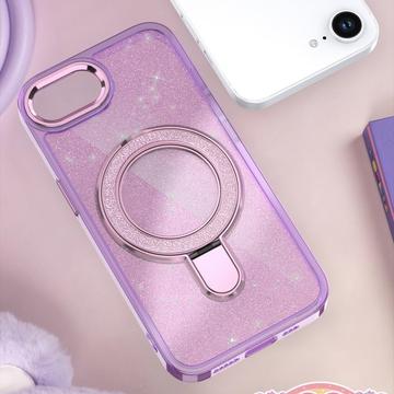 iPhone 16e/17e Glitter Hybrid cover med kickstand - MagSafe-kompatibel - Lilla