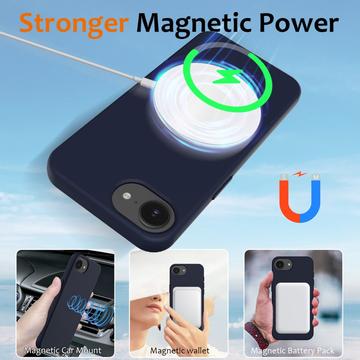 iPhone 16e/17e Liquid Silikone Cover - MagSafe Kompatibel - Mørkeblå
