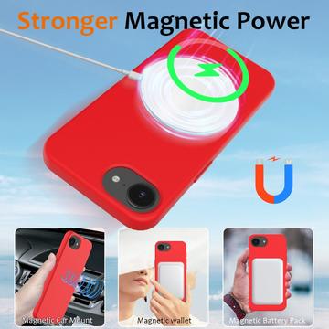 iPhone 16e/17e Liquid Silikone Cover - MagSafe Kompatibel - Rød