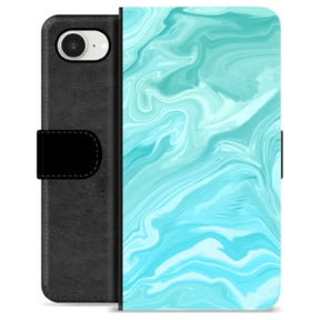 iPhone 16e Premium Flip Cover med Pung - Blå Marmor
