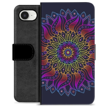 iPhone 16e Premium Flip Cover med Pung - Farverig Mandala