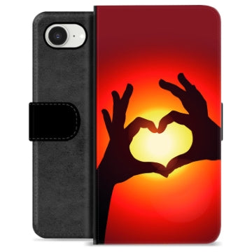iPhone 16e Premium Flip Cover med Pung - Hjertesilhuet