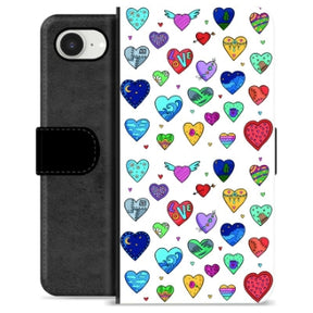 iPhone 16e Premium Flip Cover med Pung - Hjerter