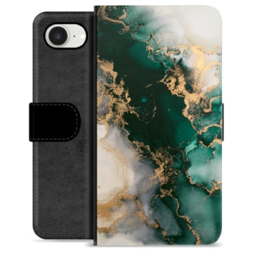 iPhone 16e Premium Flip Cover med Pung - Jade Marmor
