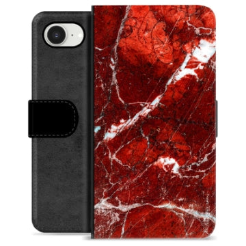 iPhone 16e Premium Flip Cover med Pung - Rød Marmor