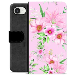 iPhone 16e Premium Flip Cover med Pung - Vandfarveblomster