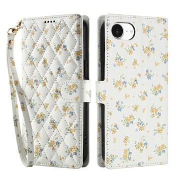 iPhone 16e/17e Rhombisk Blomsterpung - gule blomster