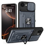 iPhone 16e/17e Roterende Ring Hybrid Cover med Kameraskjold - Titanium grå