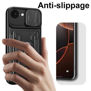 iPhone 16e/17e Roterende Ring Hybrid Cover med Kameraskjold - Titanium grå