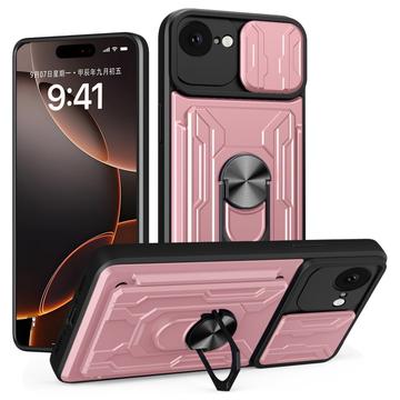 iPhone 16e/17e Roterende Ring Hybrid Cover med Kameraskjold - Rødguld