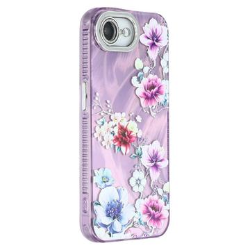 iPhone 16e/17e Spring Galvaniseret IMD Hybrid Cover med kamerabeskyttelse - Lilla blomster