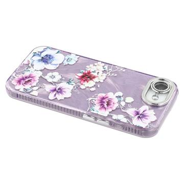 iPhone 16e/17e Spring Galvaniseret IMD Hybrid Cover med kamerabeskyttelse - Lilla blomster