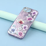 iPhone 16e/17e Spring Galvaniseret IMD Hybrid Cover med kamerabeskyttelse - Lilla blomster