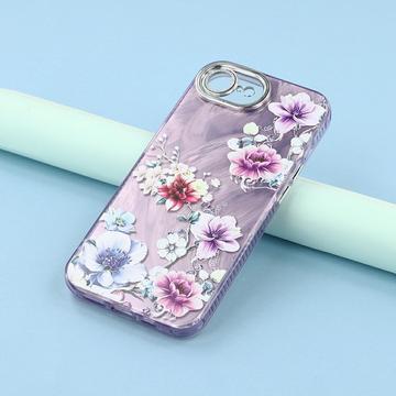 iPhone 16e/17e Spring Galvaniseret IMD Hybrid Cover med kamerabeskyttelse - Lilla blomster