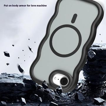 iPhone 16e/17e Bølgekant magnetisk hybrid cover - sort