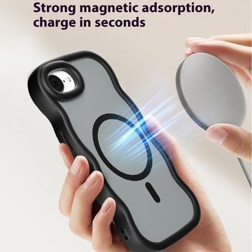iPhone 16e/17e Bølgekant magnetisk hybrid cover - sort