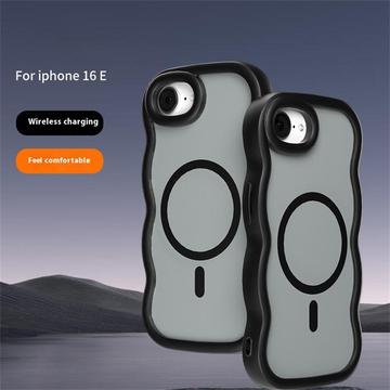 iPhone 16e/17e Bølgekant magnetisk hybrid cover - sort
