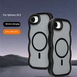 iPhone 16e/17e Bølgekant magnetisk hybrid cover - sort