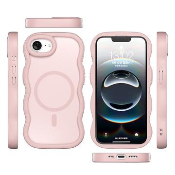 iPhone 16e/17e Bølgekant magnetisk hybrid cover - pink