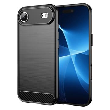 iPhone Air Børstet TPU Cover - Karbonfiber - Sort