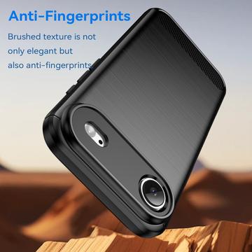 iPhone Air Børstet TPU Cover - Karbonfiber - Sort