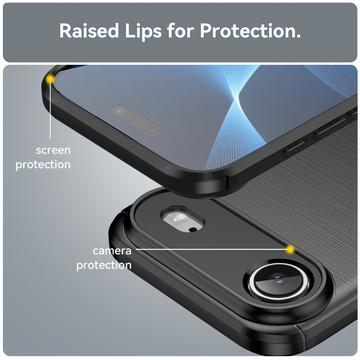 iPhone Air Børstet TPU Cover - Karbonfiber - Sort