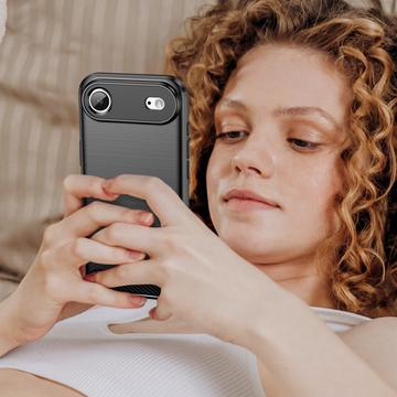 iPhone Air Børstet TPU Cover - Karbonfiber - Sort