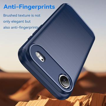 iPhone Air Børstet TPU Cover - Karbonfiber - blå