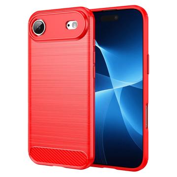 iPhone Air Børstet TPU Cover - Karbonfiber - rød