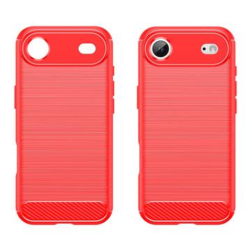 iPhone Air Børstet TPU Cover - Karbonfiber - rød
