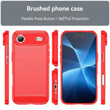 iPhone Air Børstet TPU Cover - Karbonfiber - rød