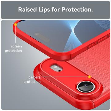 iPhone Air Børstet TPU Cover - Karbonfiber - rød