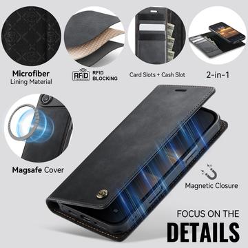 iPhone Air Caseme C49 2-i-1 aftagelig pungetui - MagSafe-kompatibel, RFID - Sort