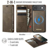 iPhone Air Caseme C49 2-i-1 aftagelig pungetui - MagSafe-kompatibel, RFID - Kaffe