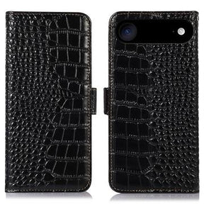 iPhone Air Crocodile Series Læderpung med RFID - Sort
