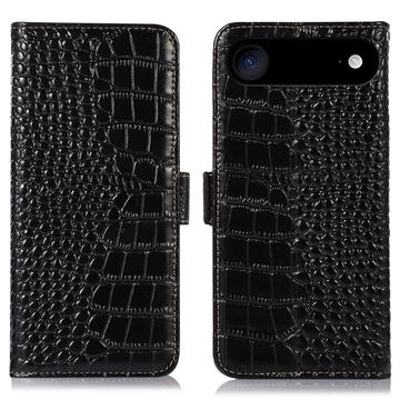 iPhone Air Crocodile Series Læderpung med RFID - Sort