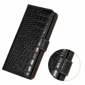 iPhone Air Crocodile Series Læderpung med RFID - Sort