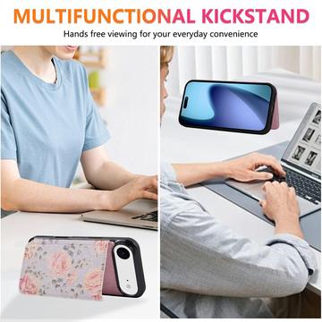 iPhone Air Cover med blomsterprint og RFID-kortholder - Roser