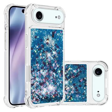 iPhone Air Glitter Quicksand TPU Cover - Blå hjerter